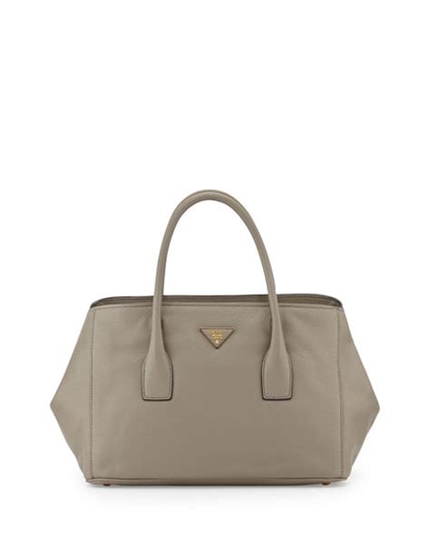 Prada Vitello Daino Garden Tote Bag, Gray (Argilla) 